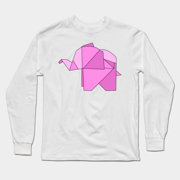 Pink origami elephant Long Sleeve T-Shirt by CalliesArt